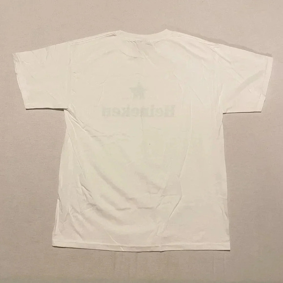 Heineken Beer White Shirt Mens Size Large  Tshirt Stain - Picture 9 of 16